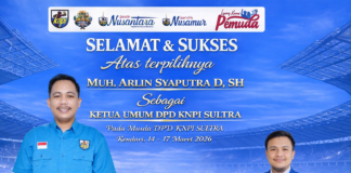 ARLIN SYAPUTRA TERPILIH NAHKODAI KNPI SULTRA, HENDRIK: HARAPAN BARU KEBANGKITAN PEMUDA