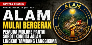 ALAM Mulai Bergerak, Pemuda Molore Pantai Soroti Kondisi Jalan Lingkar Tambang Langgikima
