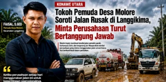 Tokoh Pemuda Desa Molore Soroti Jalan Rusak di Langgikima, Minta Perusahaan Turut Bertanggung Jawab